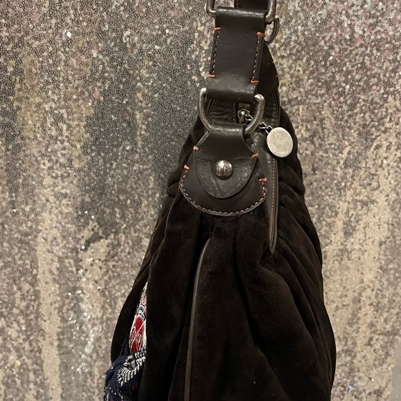 RARE VINTAGE Juicy Couture Trust Fund Brown Velvet 'University' Embroidered Hobo - Picture 8 of 15